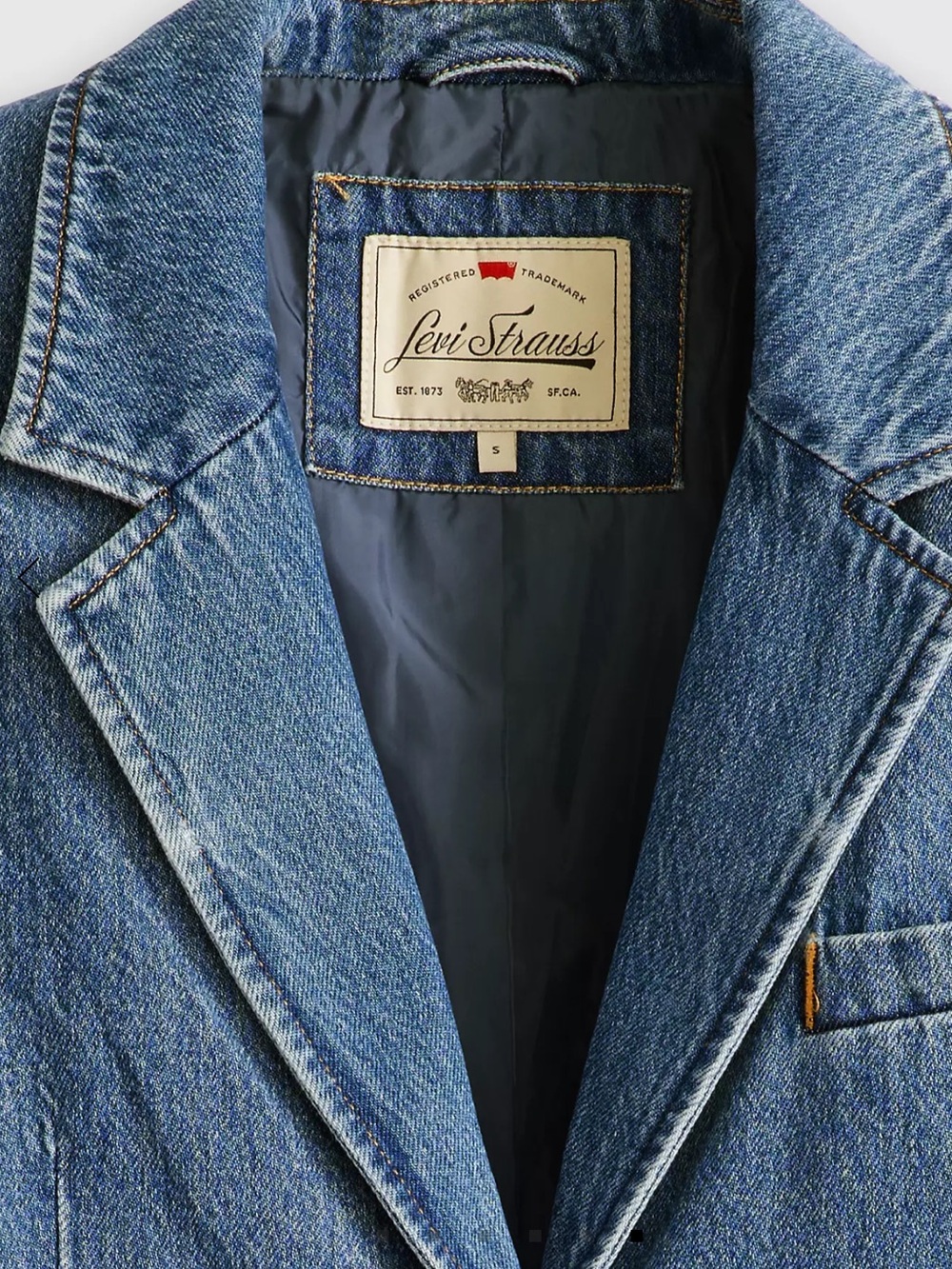 Levi’s Stella Relaxed Denim Blazer, Blue Medium Wash, NWT, Women’s Size Small - Picture 4 of 15